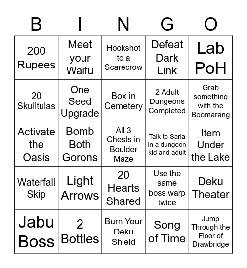 OoT Rando Bingo Card