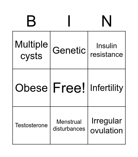 PCOS BIN Bingo Card