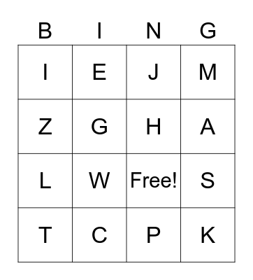 ABC ZOO BINGO Card