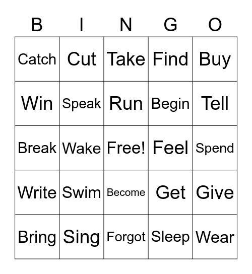 Irregular verbs by Virginia Bingo Card