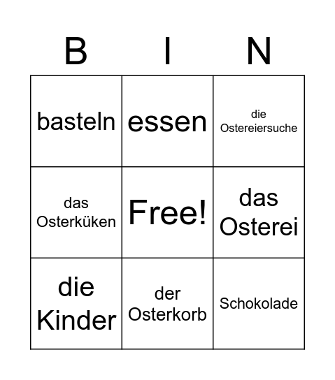 Ostern in Deutschland Bingo Card