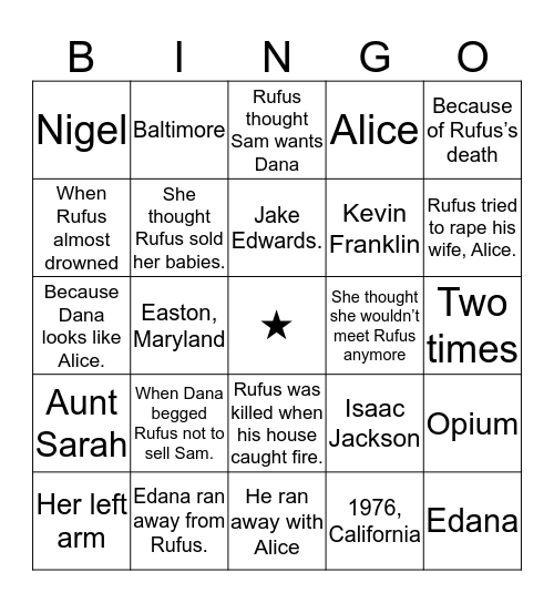 Bingo Game Bingo Card