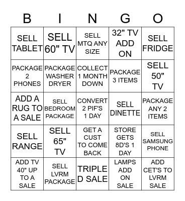 Rent A Center    B I N G O  Bingo Card