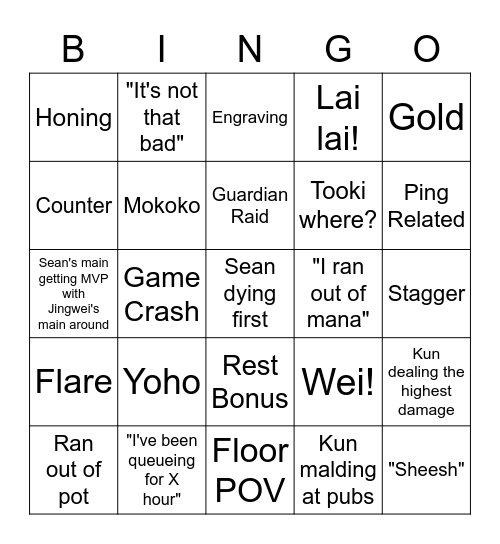 Lost Ark Bingo Card