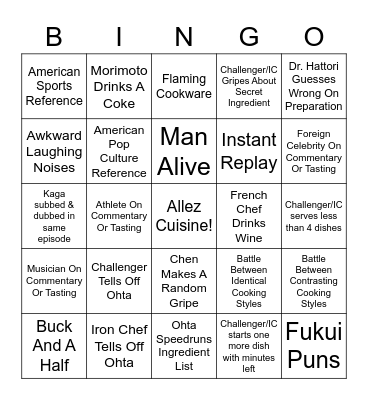 Iron Chef (English Dub) Bingo Card