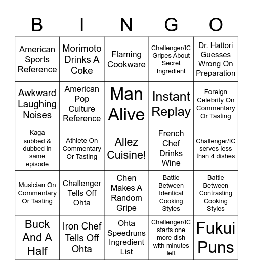 Iron Chef (English Dub) Bingo Card