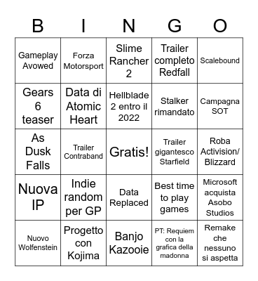 Microsoft Bingo Card