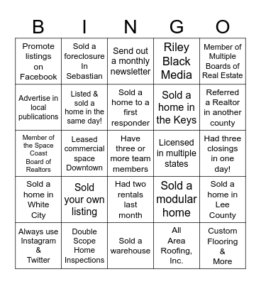 REALTORS  & FRIENDS LUNCHEON Bingo Card