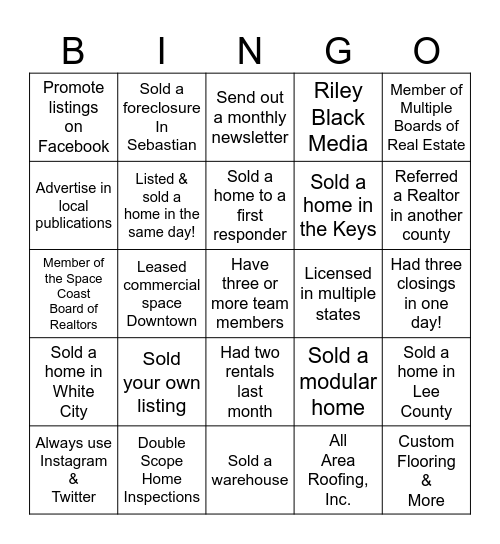 REALTORS  & FRIENDS LUNCHEON Bingo Card