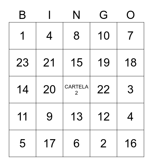 Bingo matemático Bingo Card