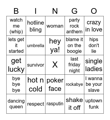 Graduation dinner DANCE BINGO Card