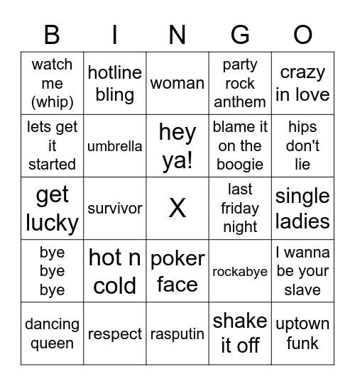 Graduation dinner DANCE BINGO Card