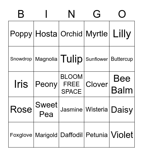 BLOOMING BINGOO Bingo Card