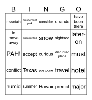 WeSign ASL 103 Units 15 to 17 Bingo Card