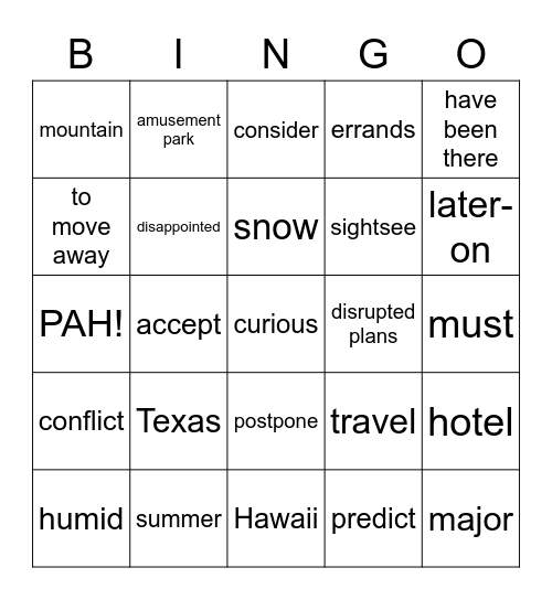 WeSign ASL 103 Units 15 to 17 Bingo Card