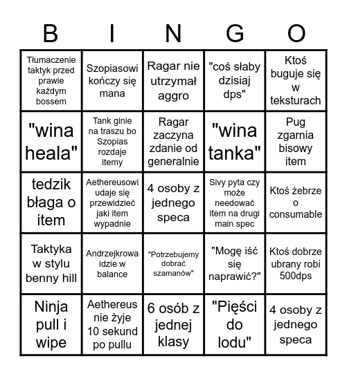 BINGO MANA ONION Bingo Card