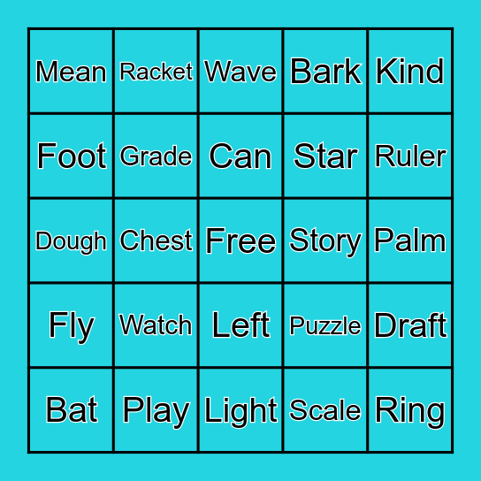 Microsoft Word  Bingo Card