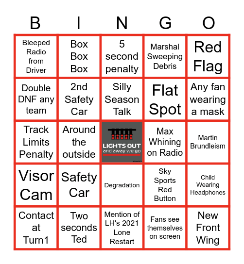 2022 Hungarian Grand Prix Bingo Card