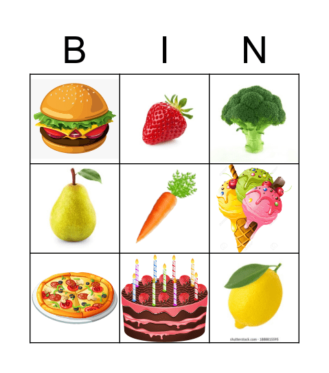 FOOD bingo! Bingo Card