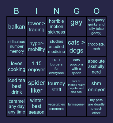 KYUYRRI BING O Bingo Card