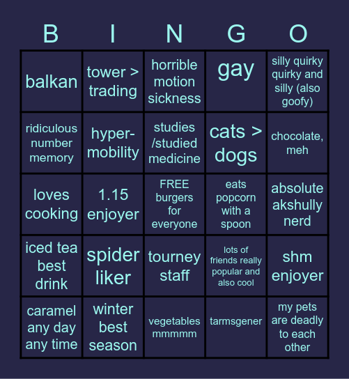 KYUYRRI BING O Bingo Card