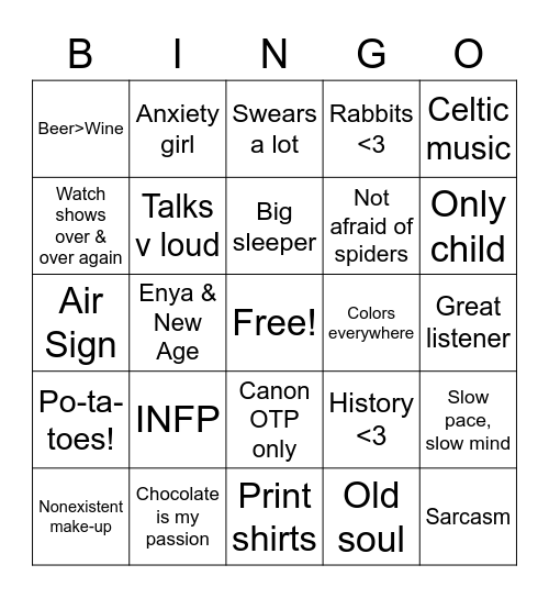 My bingo Card