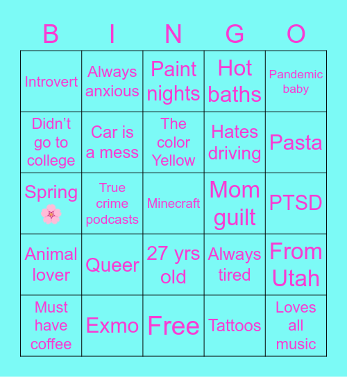 Chelsey Bingo Card