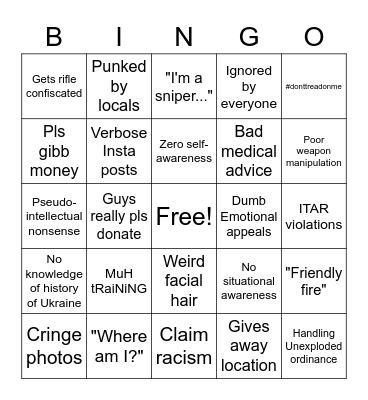 Brian's"dig the Ukrainian Summer Adventure Bingo Card