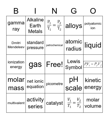 Chemistry Bingo #3 Bingo Card