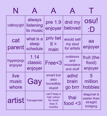 Nat Bingo holy Bingo Card