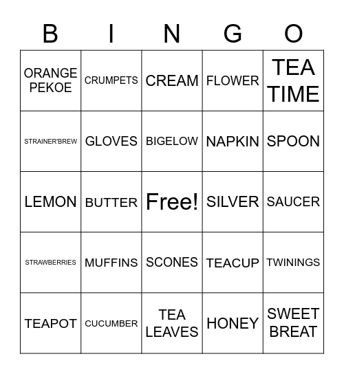 GARDEN TEA PARTY BINGO Card