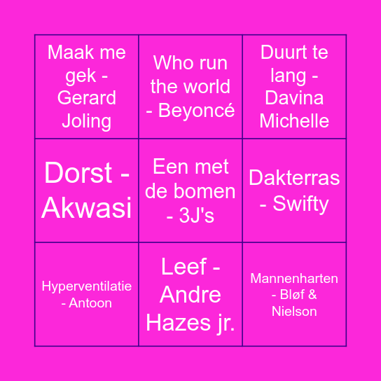 Undara Koningsbingooo Bingo Card