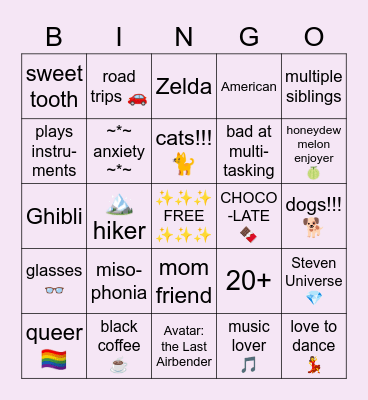✨ sra ✨ Bingo Card