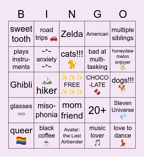 ✨ sra ✨ Bingo Card