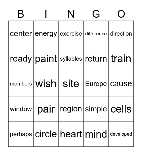 Nicholas April Bingo Card