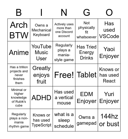 maple Bingo Card