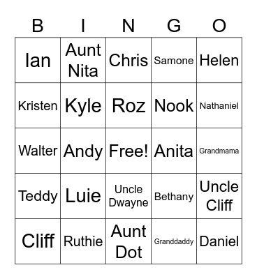 FAMILY BINGO Card