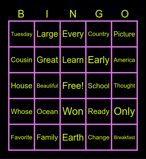 Level 2: FUNdations Trick words. Units 6-13 Bingo Card