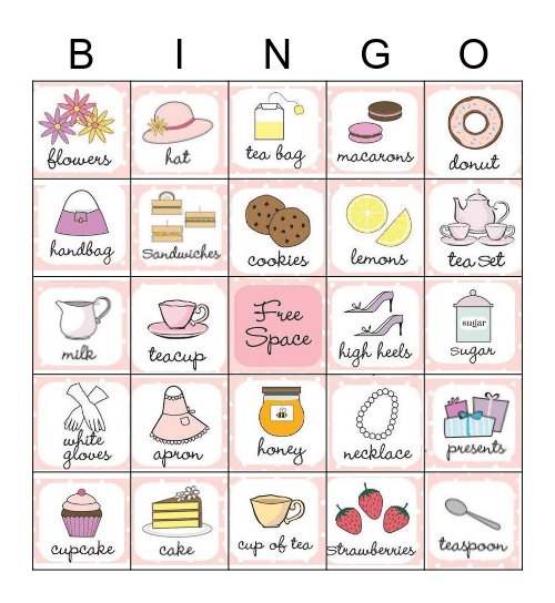 Lucile's Tea Party Bingo Card