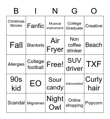 whit Bingo Card