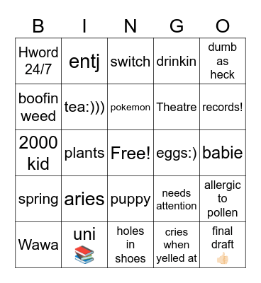 usedpup bingo Card