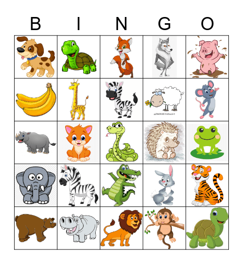 ZOO ANIMALS Bingo Card