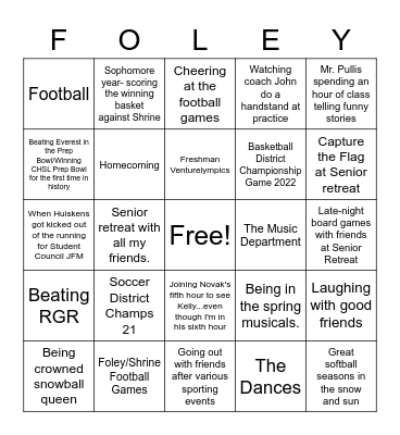 BFC Senior Bingo 2022 Bingo Card