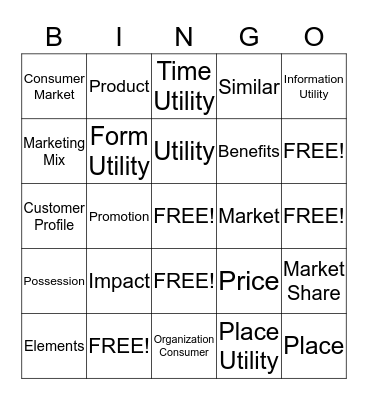 MARKETING Bingo Card