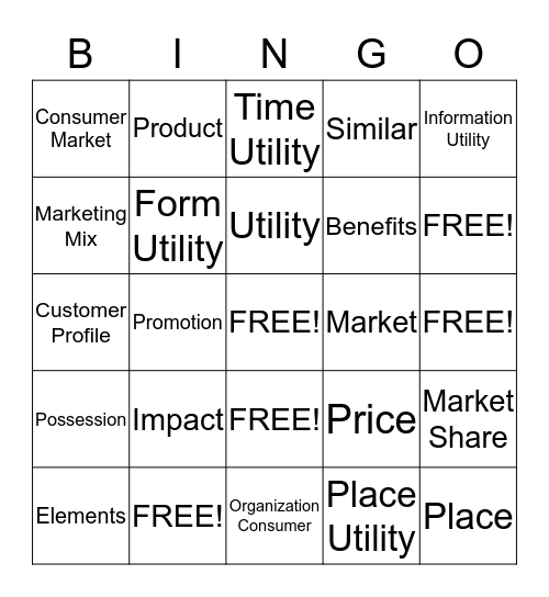 MARKETING Bingo Card