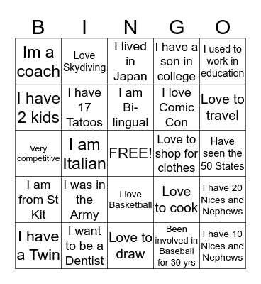Call Team Bingo Card