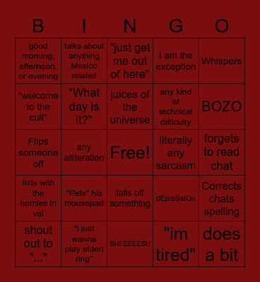 MORAL BINGO Card