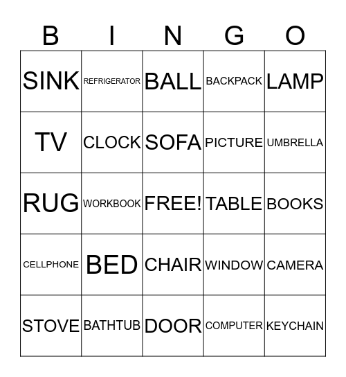 MY HOUSE - UNIT 6 Bingo Card