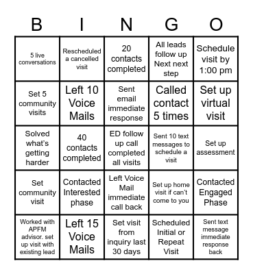 Call Blitz Bingo Card