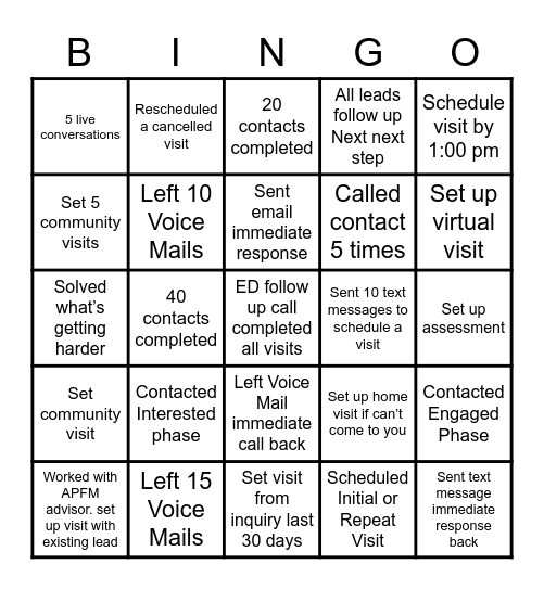 Call Blitz Bingo Card